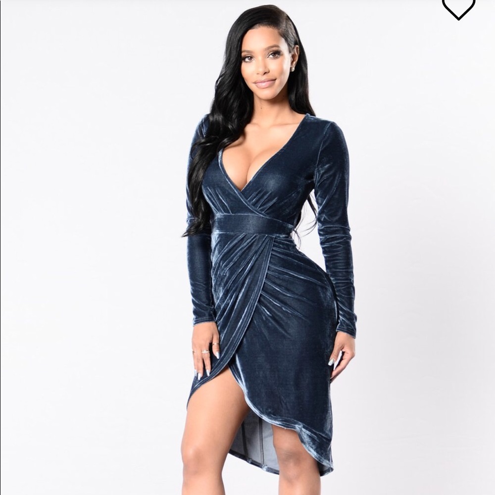 Fashion Nova Endless Love Velvet Wrap Dress